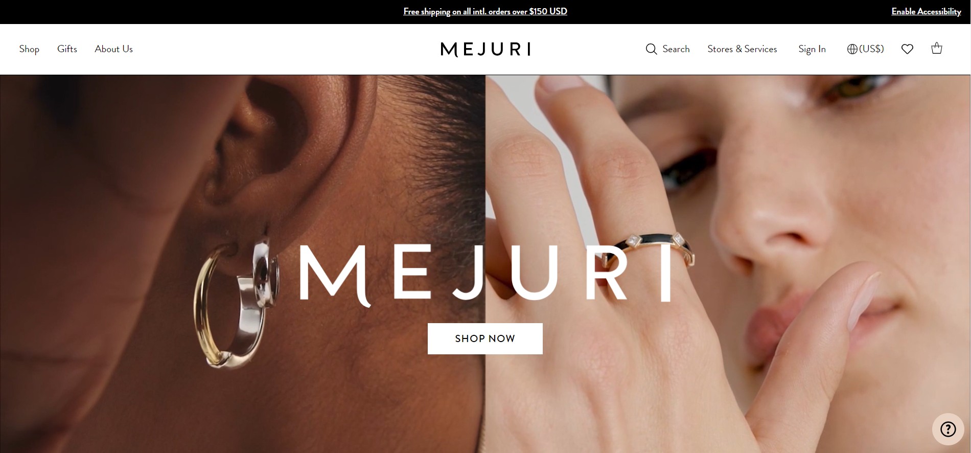 Mejuri homepage