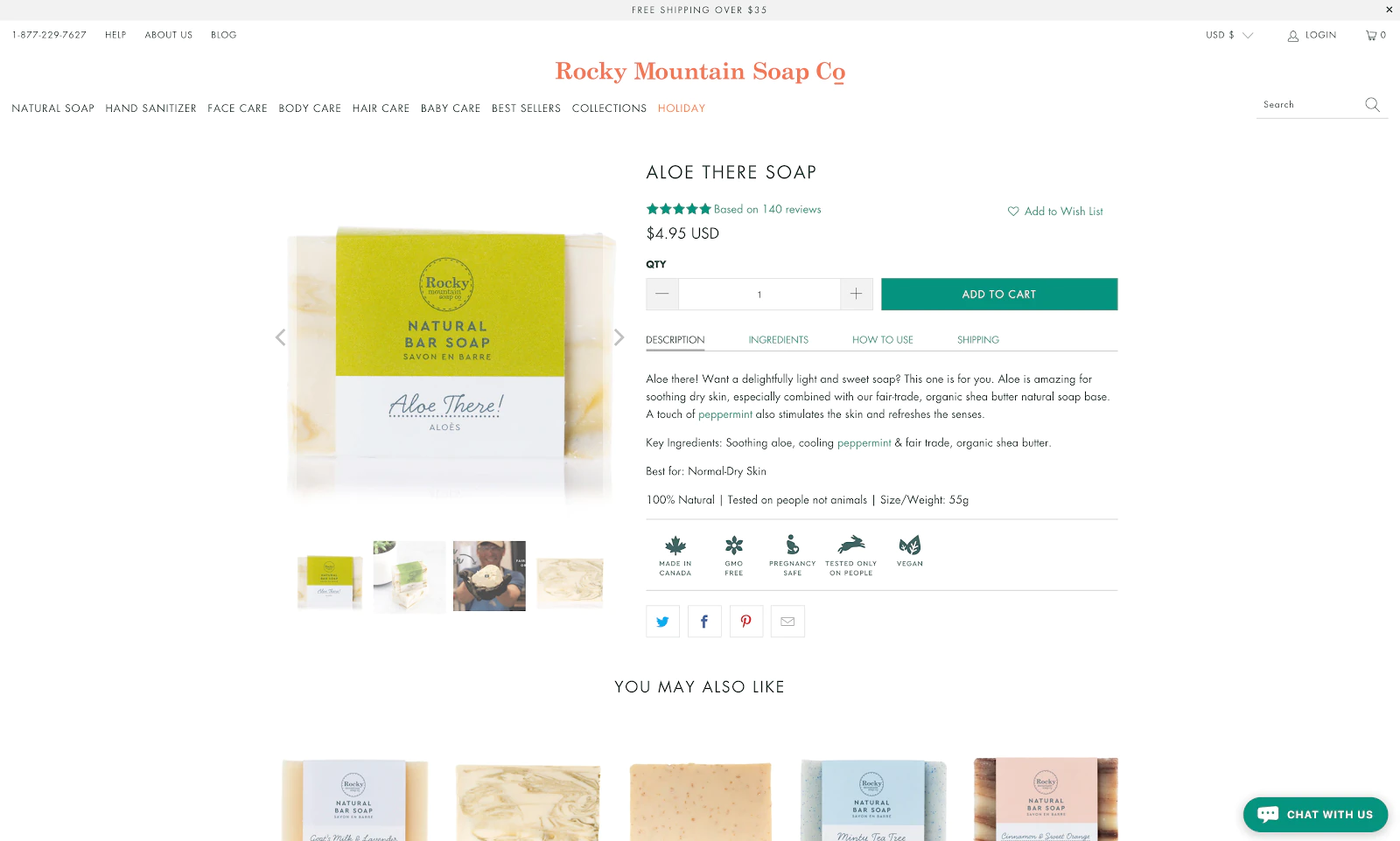 Rocky Mountain Soap Product Page