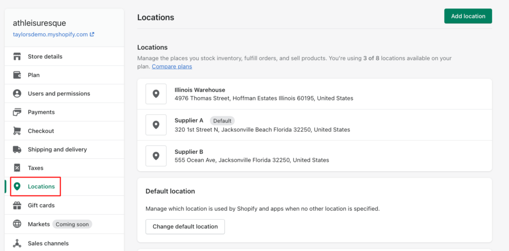 Shopify shipping costs: Add Shipping Locations