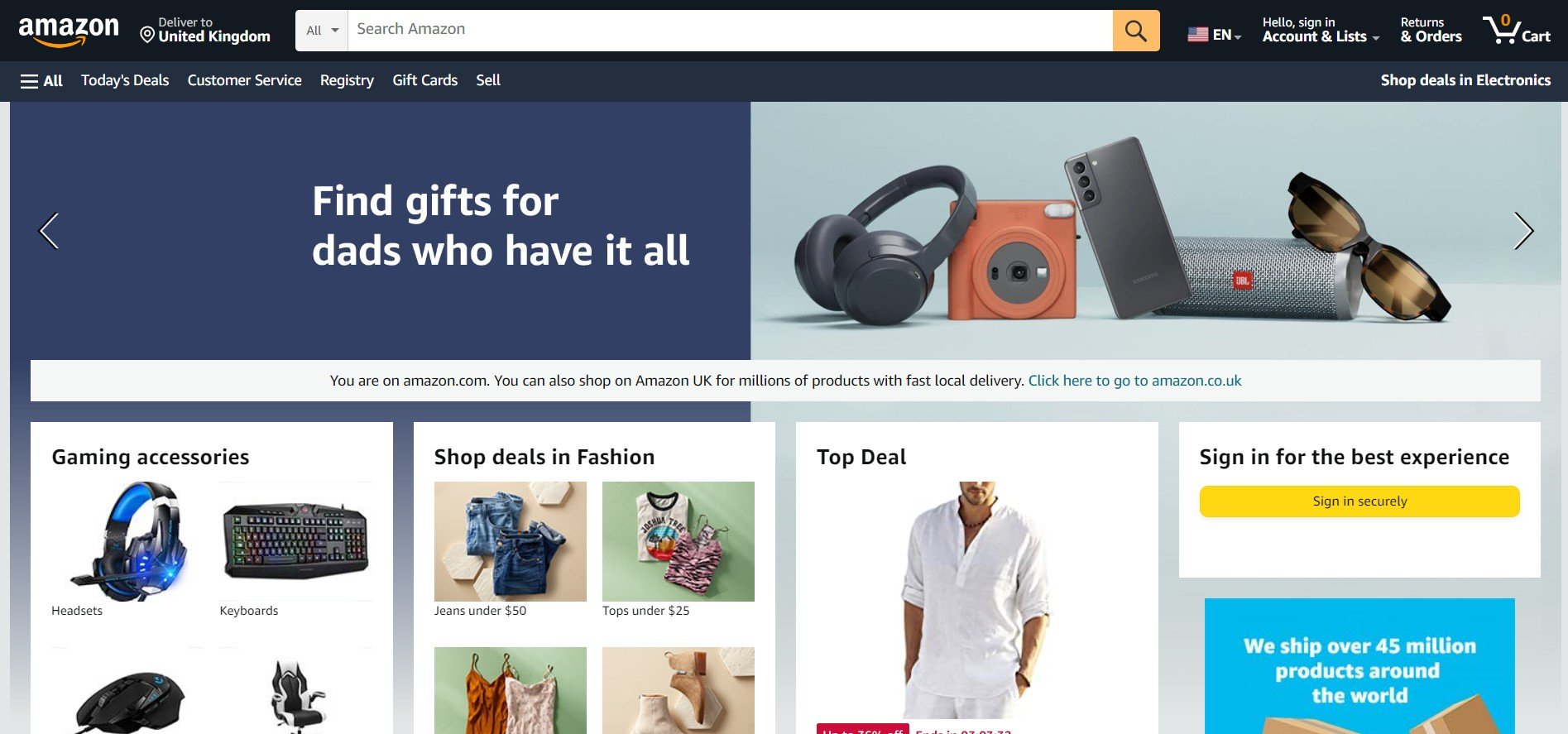 Amazon eCommerce website