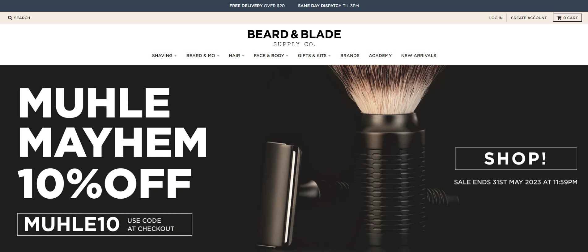 Shopify B2B examples: Beard & Blade