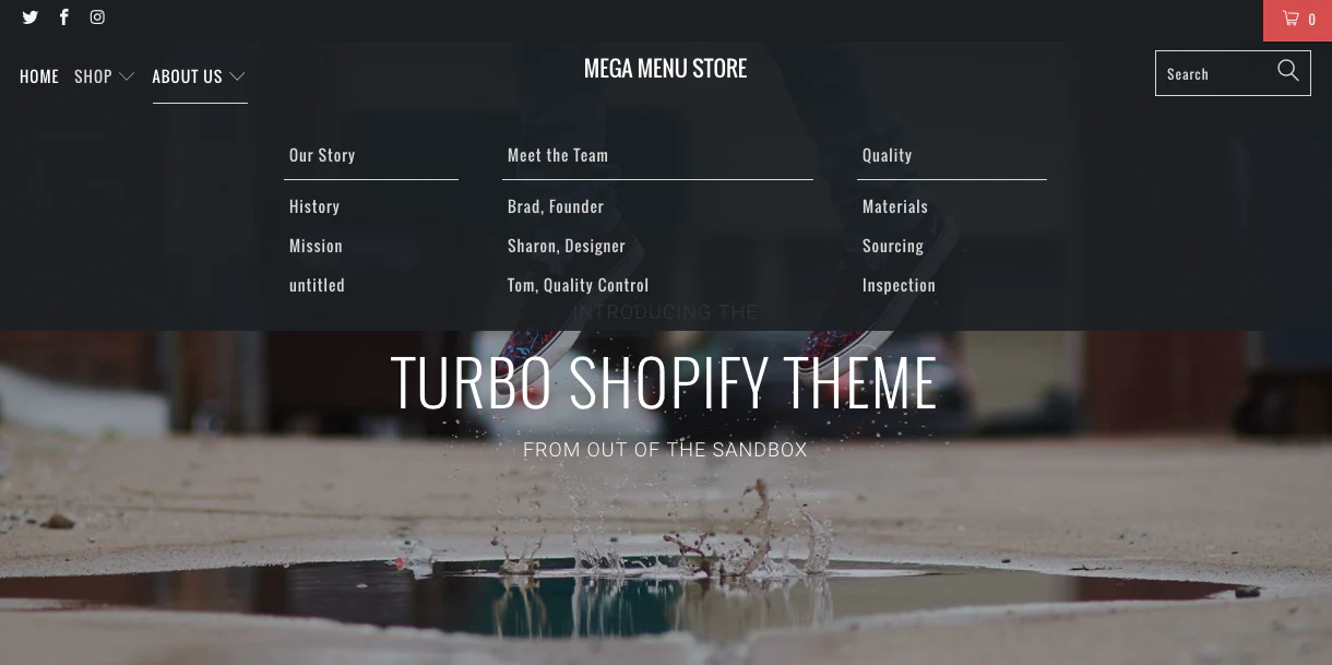 how to increase your Shopify store conversion rate: Trying Mega Menus