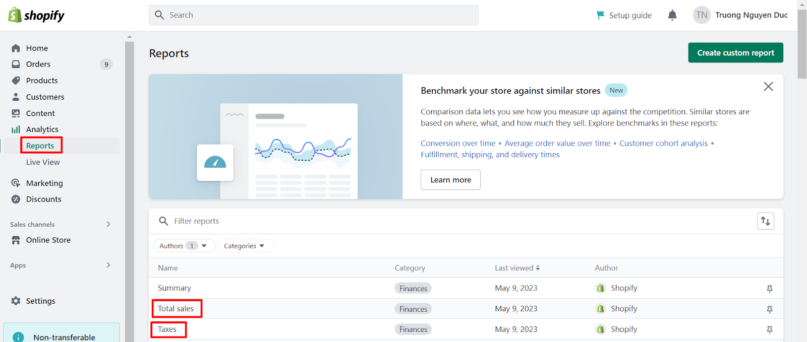 Generating Shopify tax reports