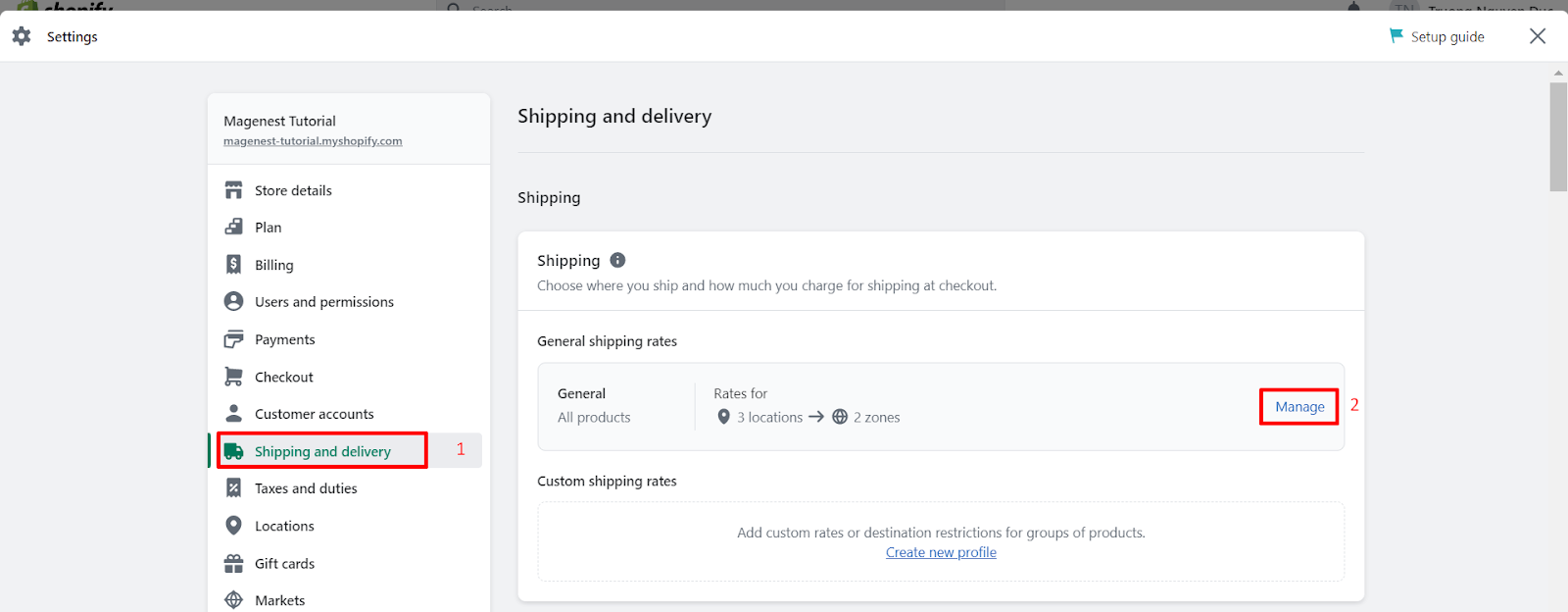 Choose Shipping and delivery