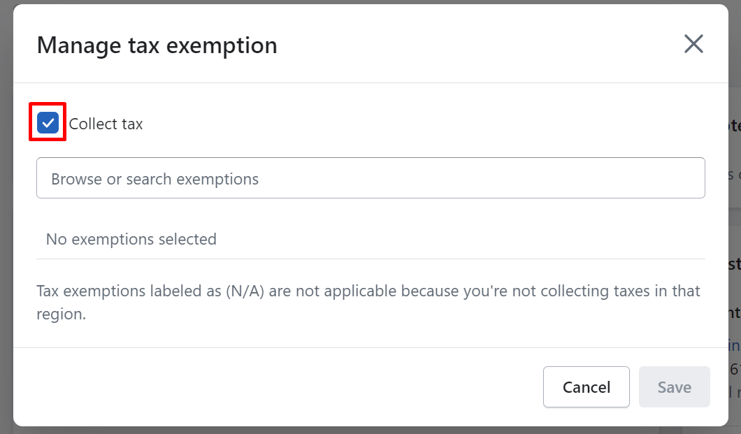 Uncheck Collect tax.