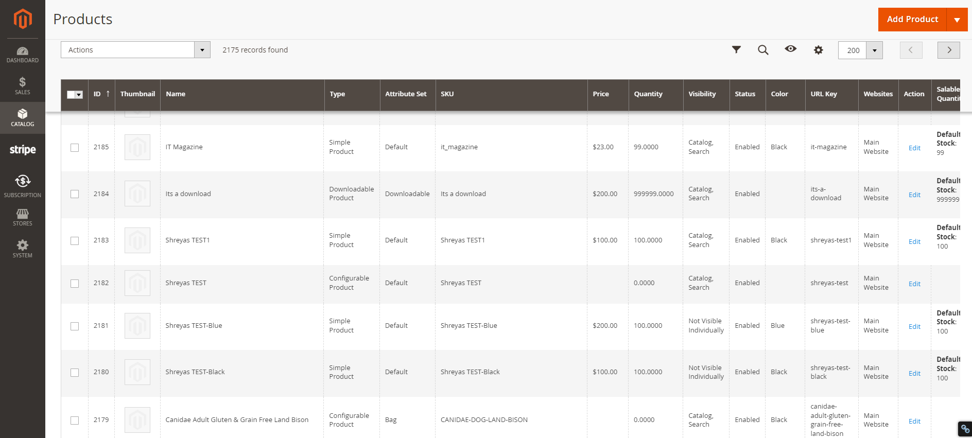 Magento catalog management