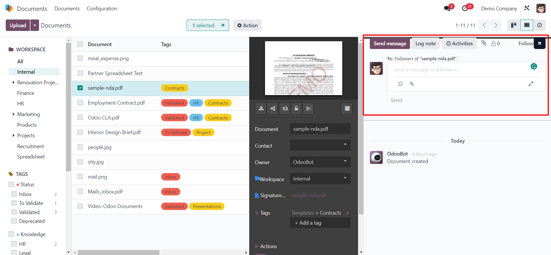 Odoo Document chat