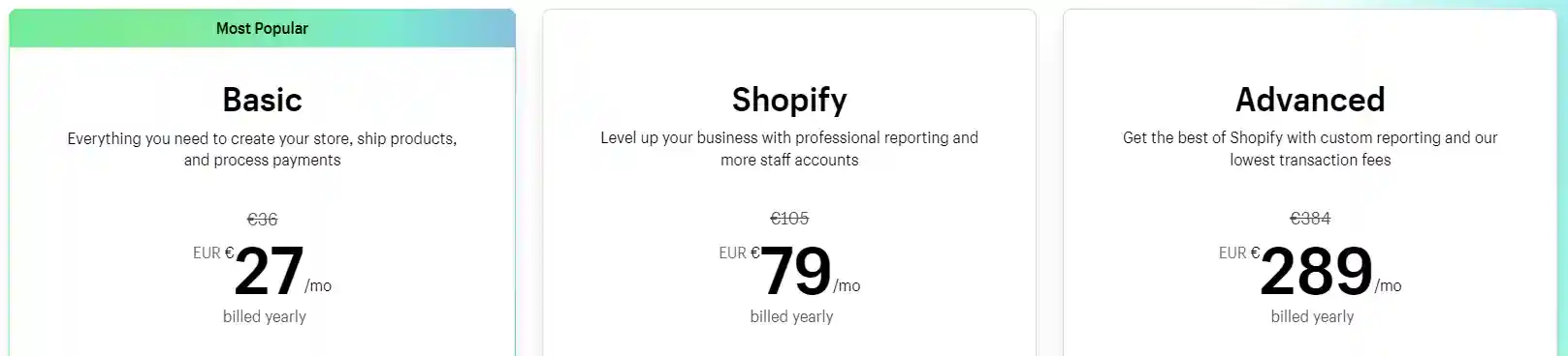 Shopify pricing plans