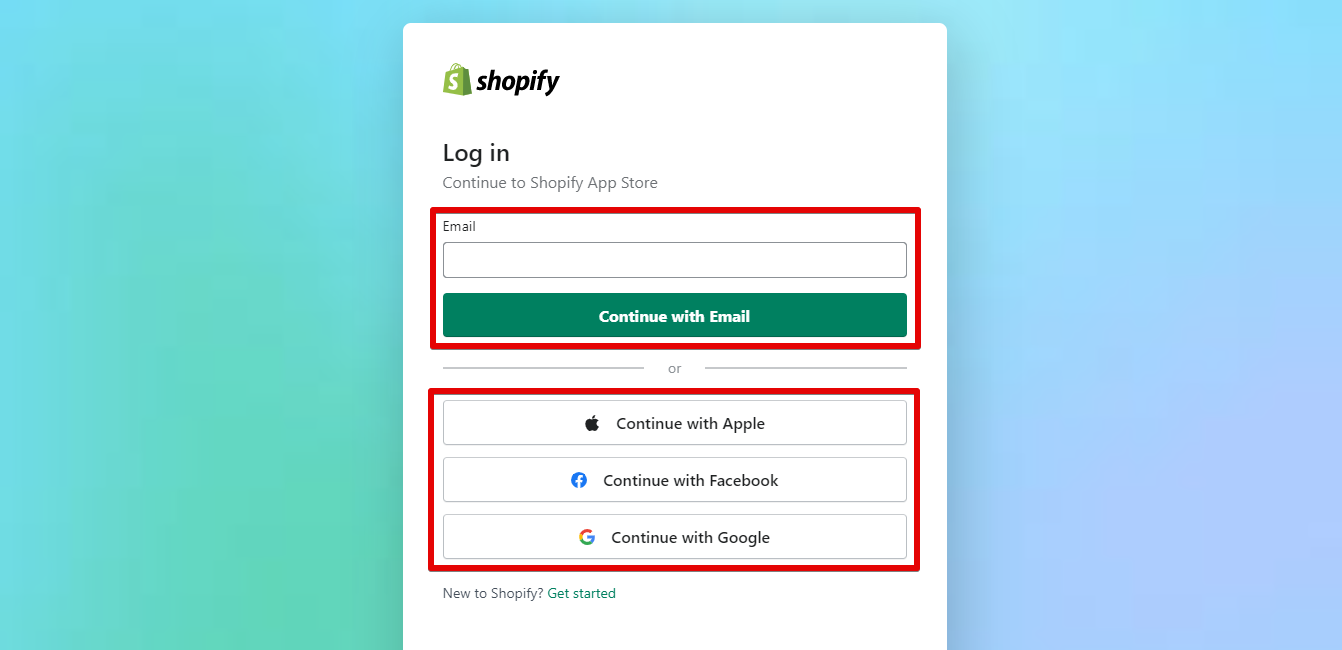 Shopify login