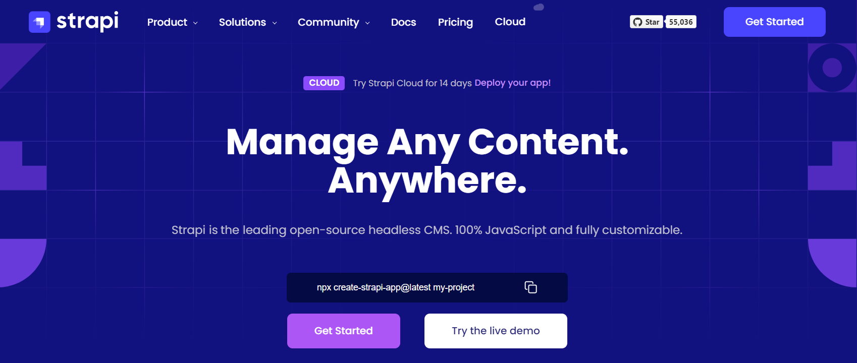 Open source Headless CMS: Strapi