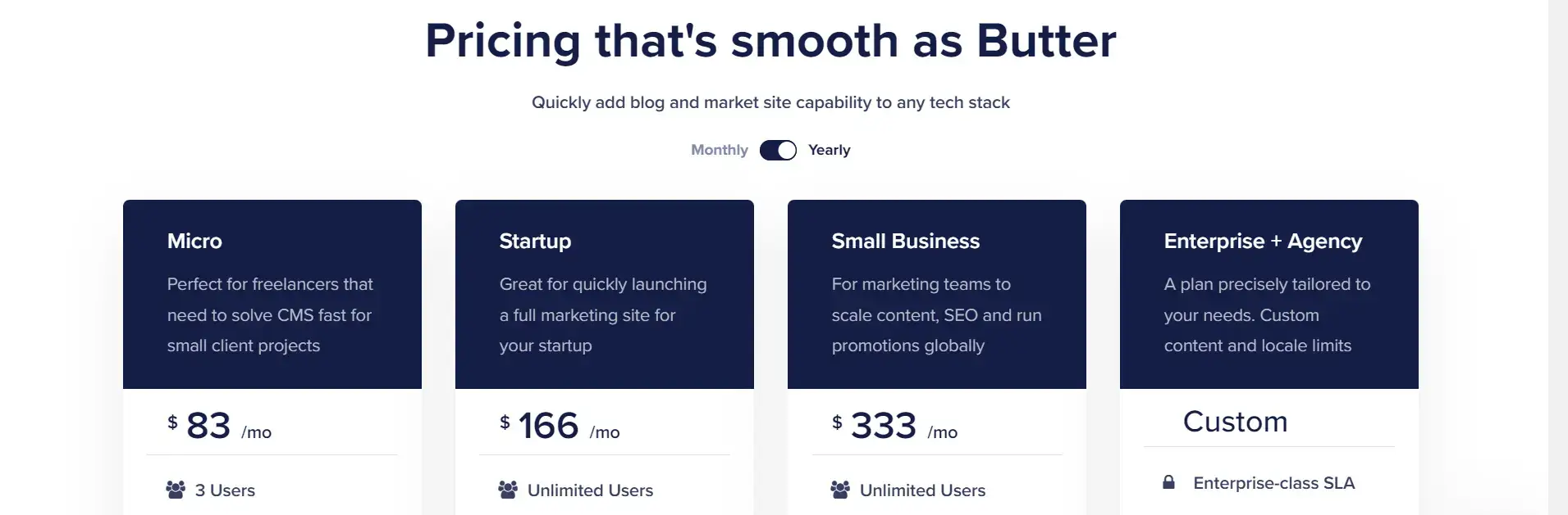 ButterCMS pricing plans