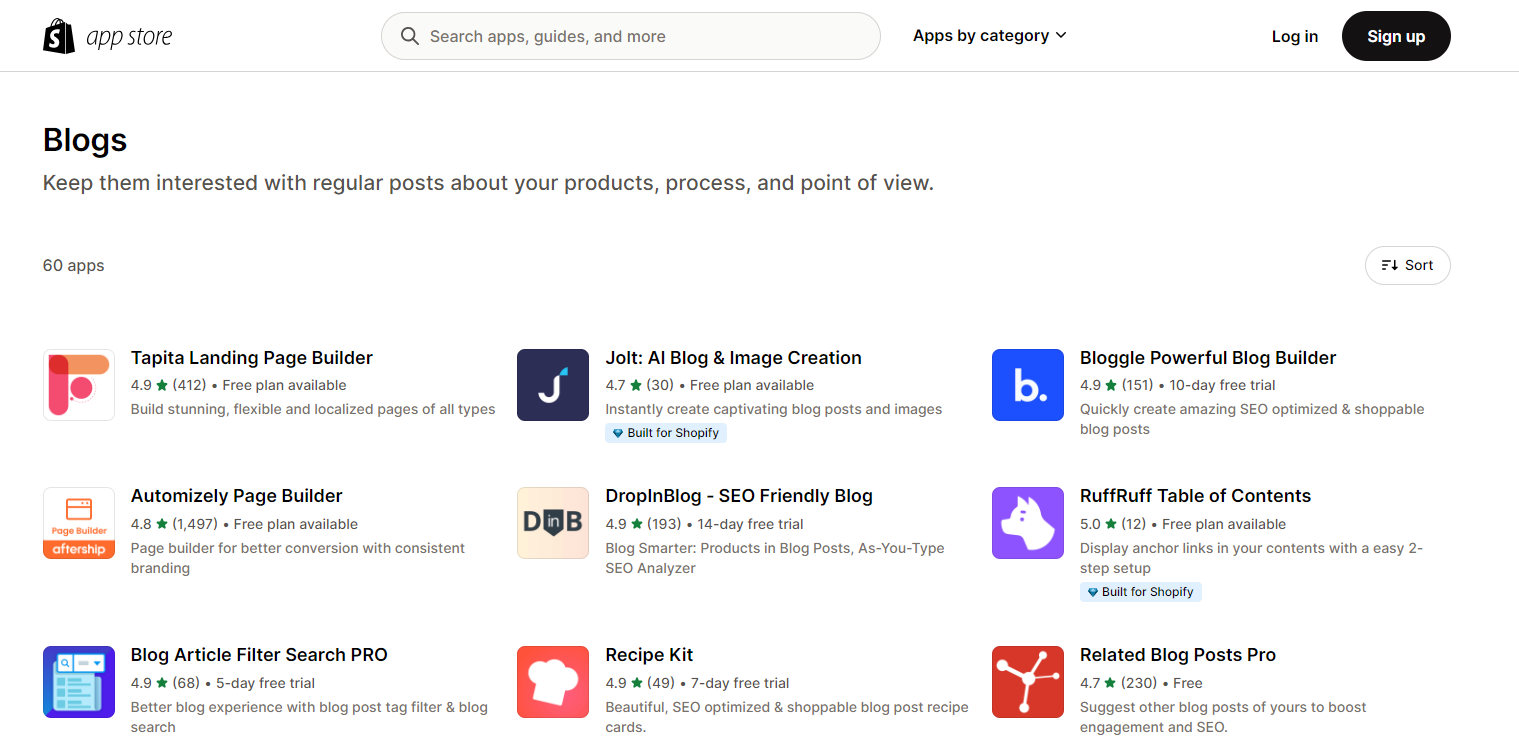 Utilize Shopify blog tools