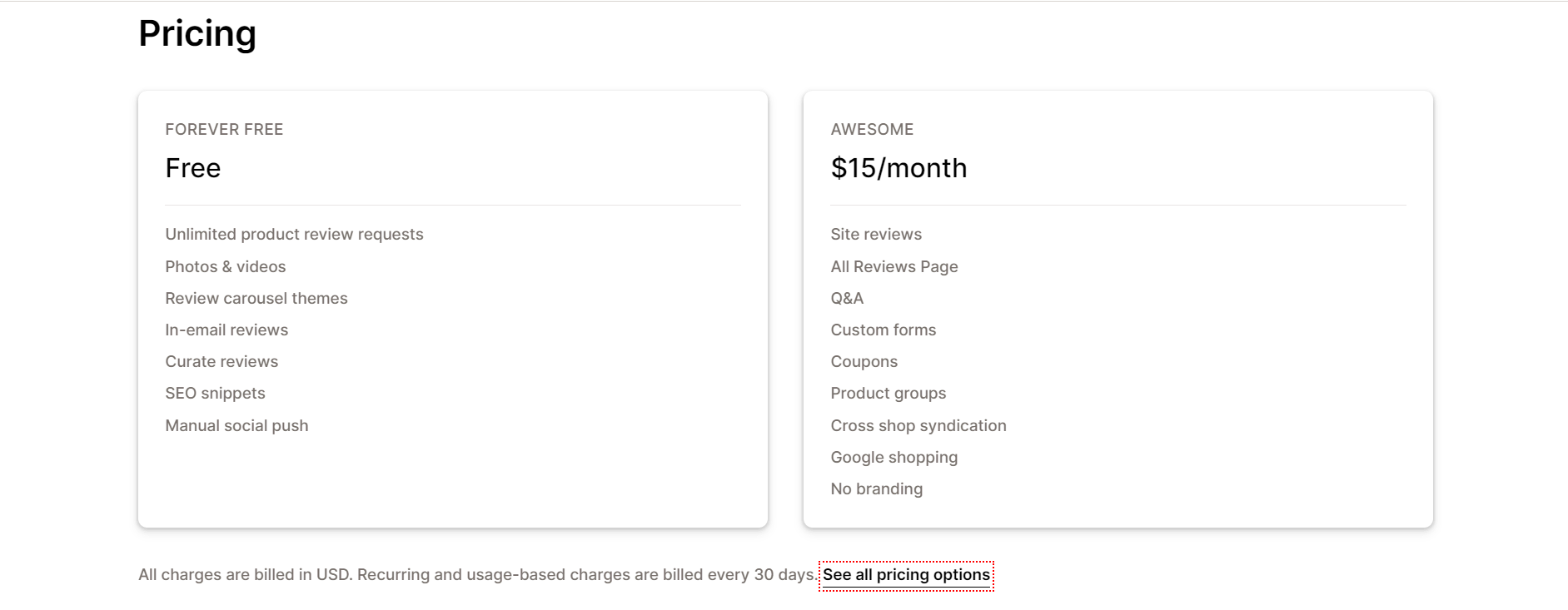 Judge.me pricing plans