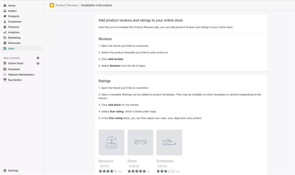 Step 3.3: Add and install the Product Reviews app