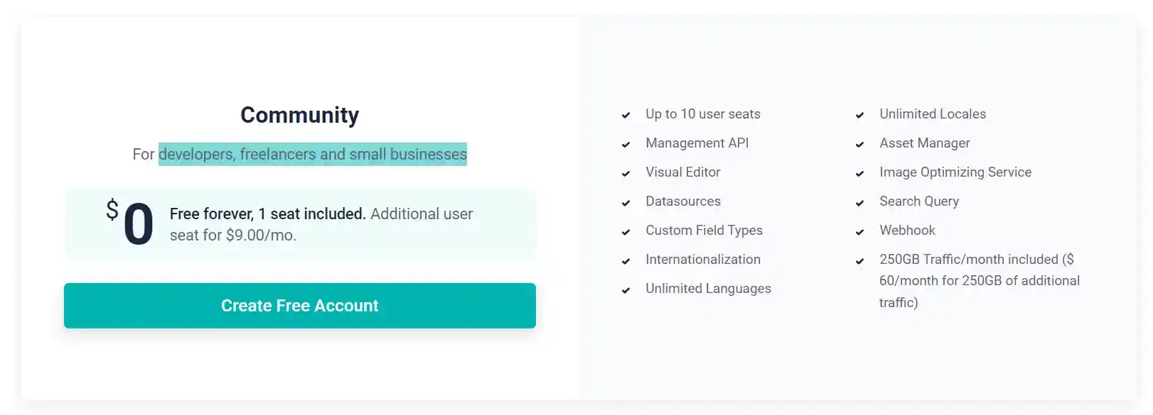 Storyblok free plan