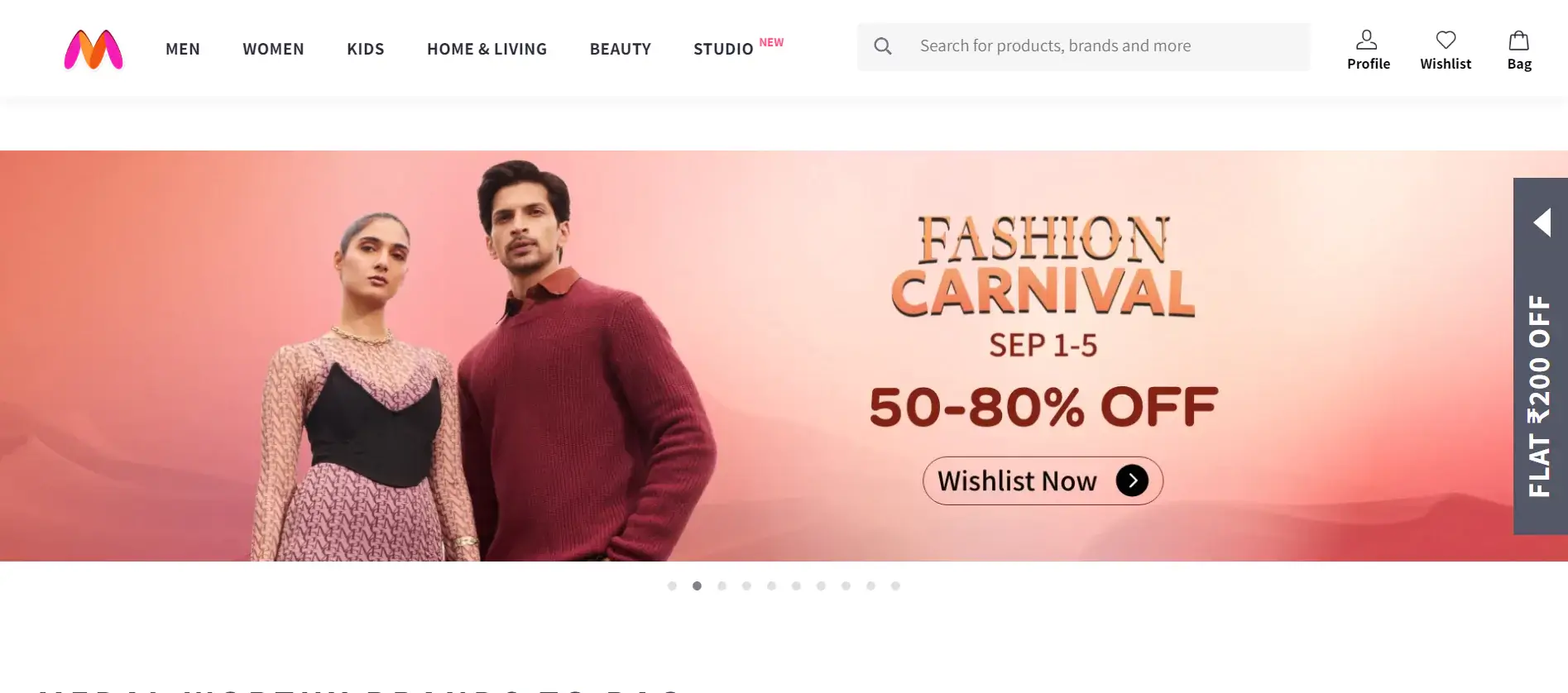 Myntra is a well-known name in the list of top eCommerce sites in India