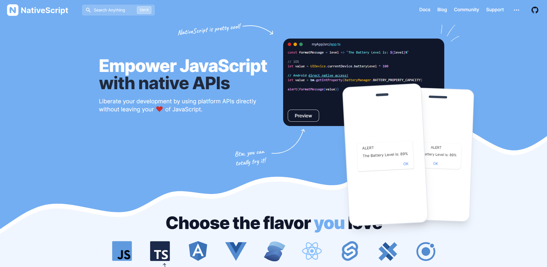Top 9 native app builder tools: NativeScript