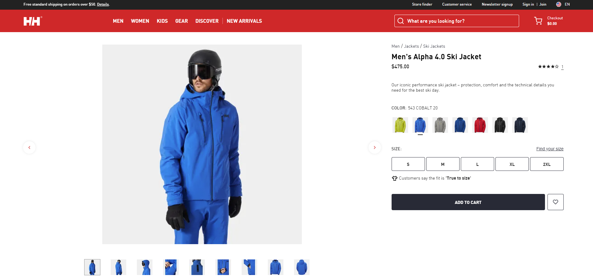 Top best eCommerce product page examples: Helly Hansen