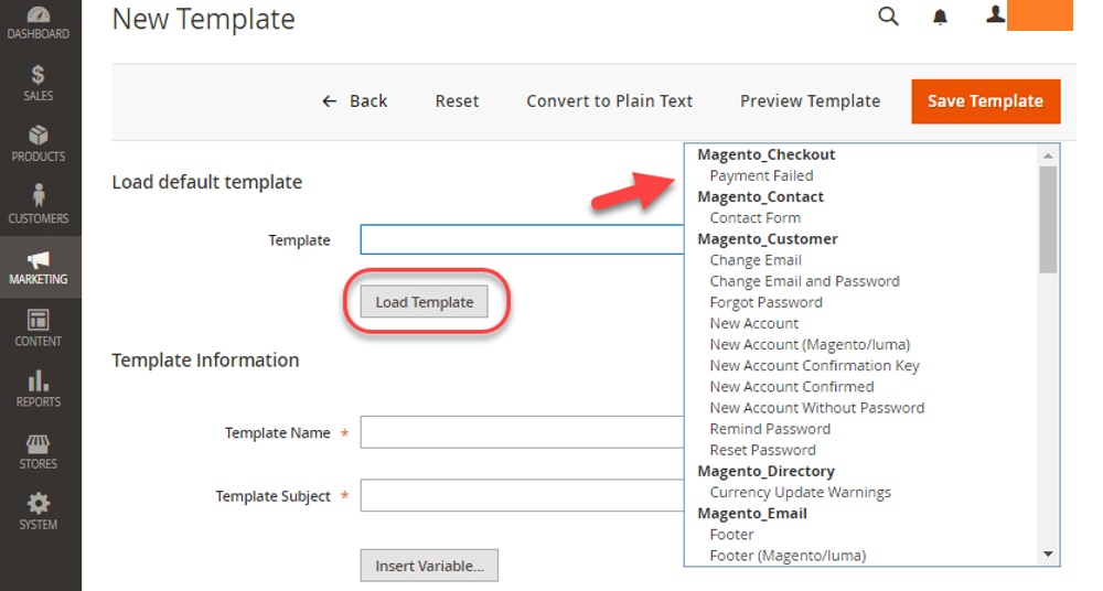customize magento 2 email templates: Load template
