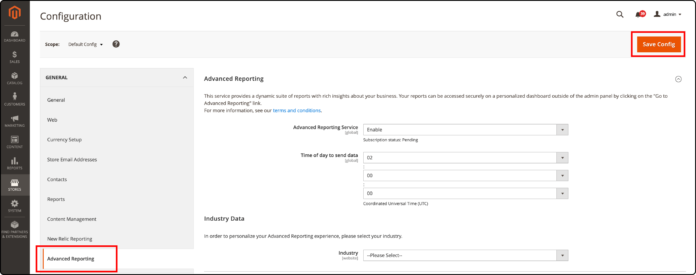 Enable Advanced Reporting from the store's backend