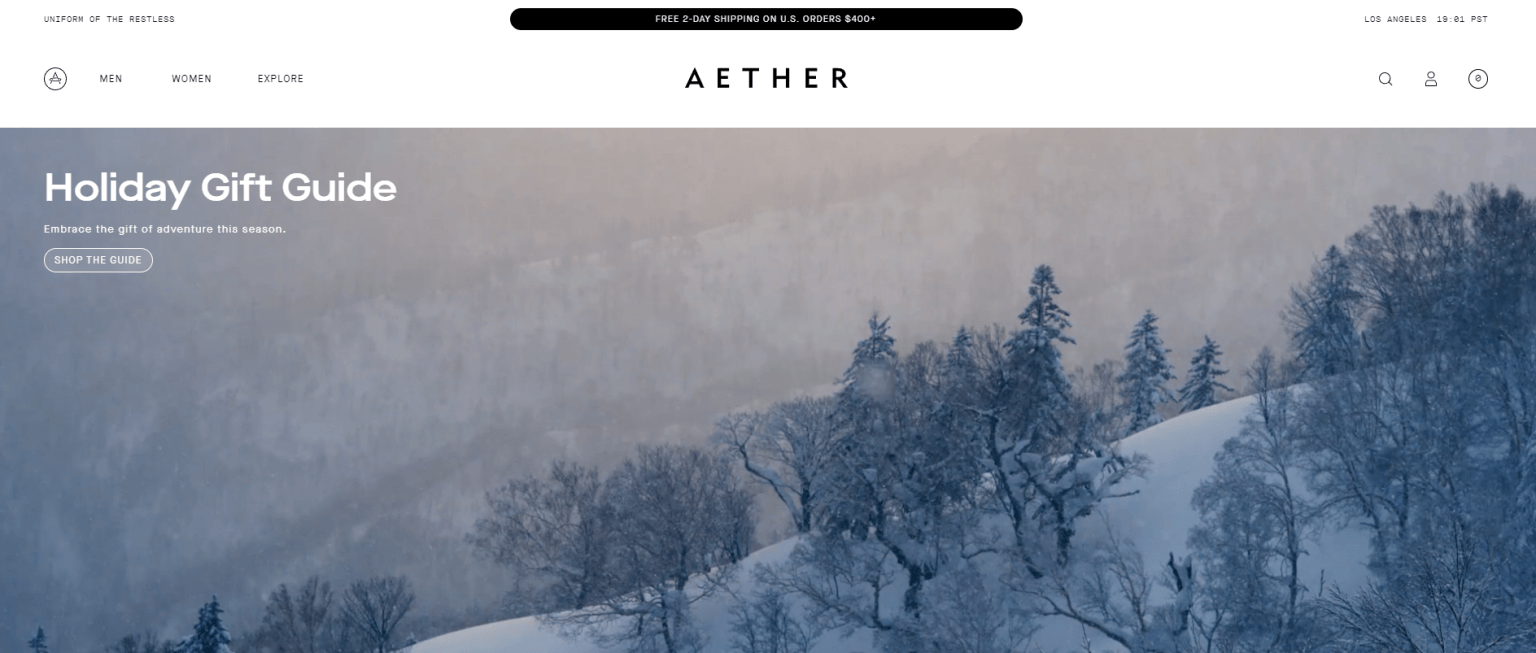 Real-world example of successful Headless Commerce User experience: Aether Apparel