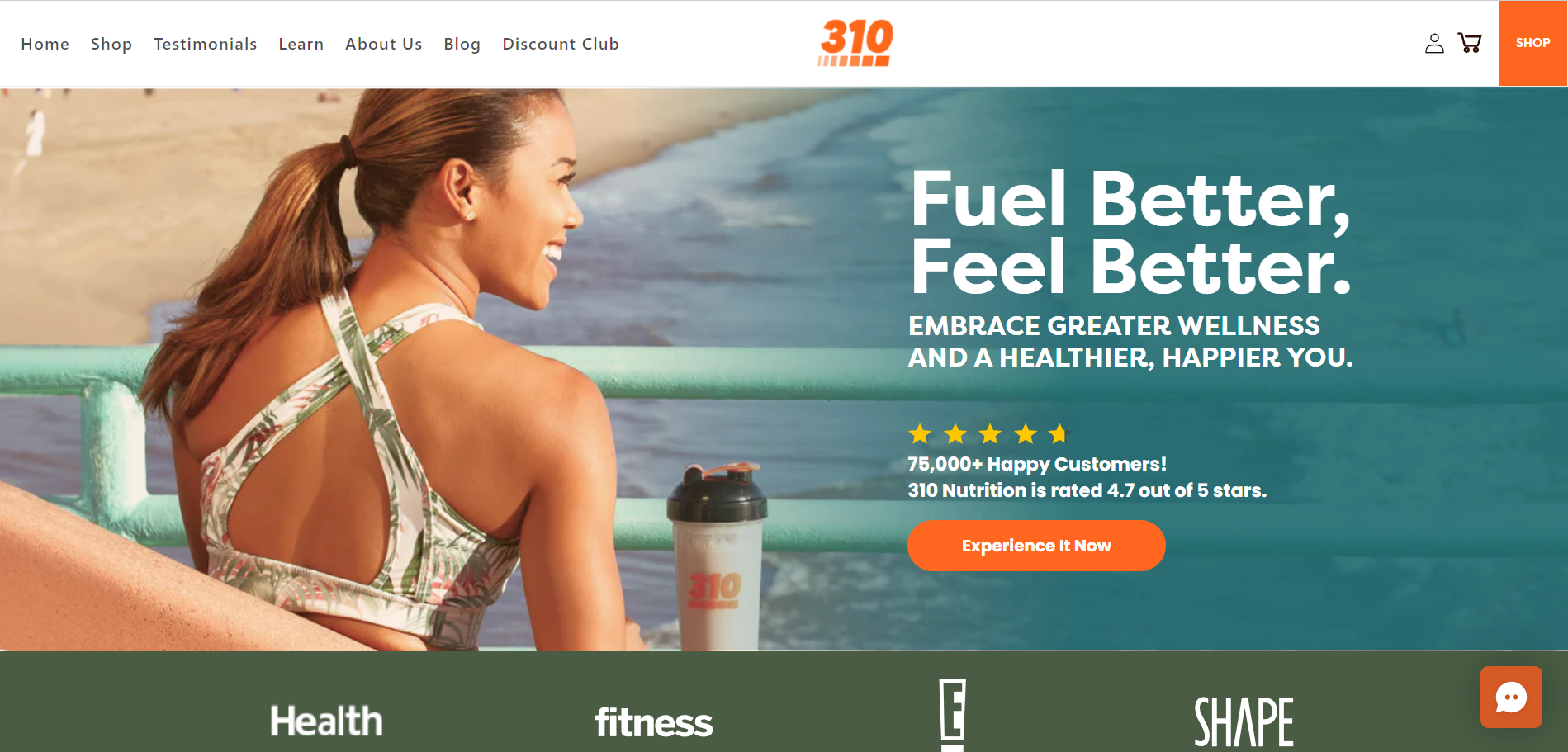 best Shopify fitness stores 310 nutrition