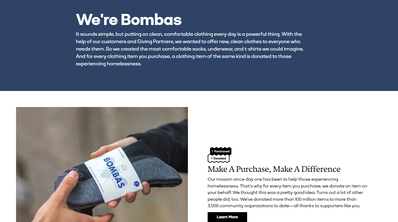 about us page bombas