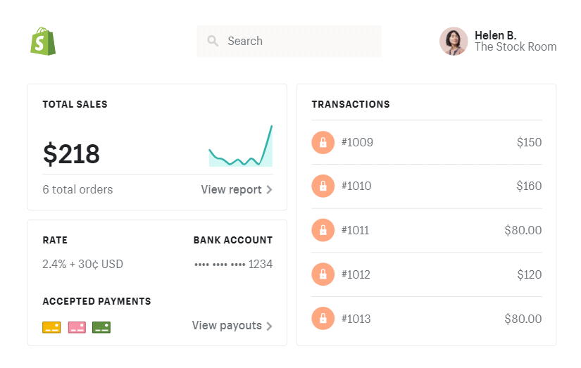shopify payment UI 